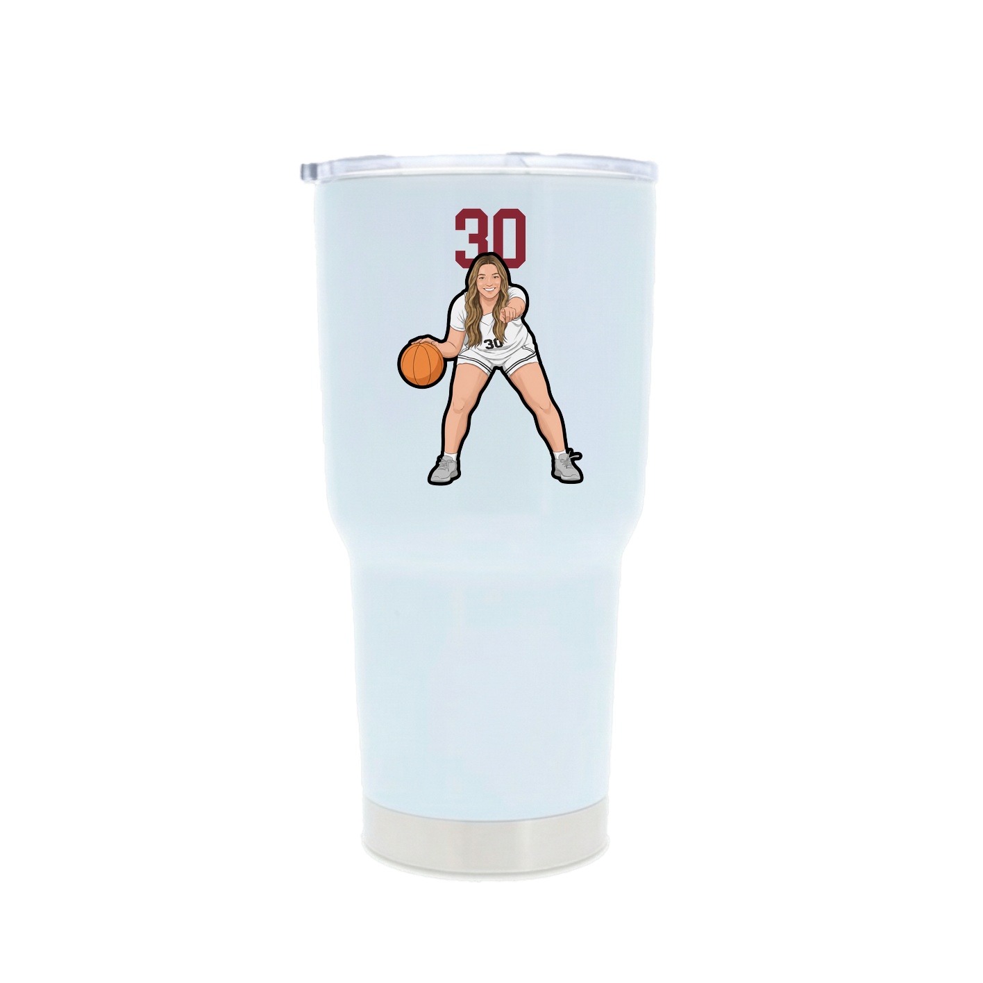 30oz Stainless Steel Tumbler — Number Top in White