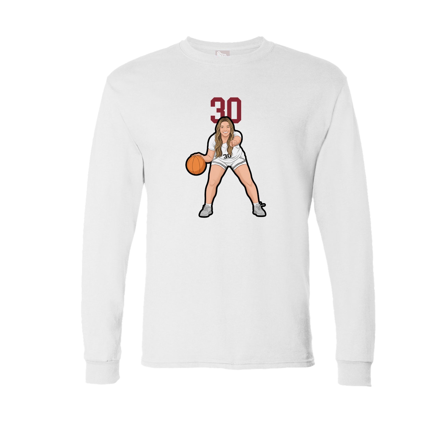 Long Sleeve Tee — Number Top in White