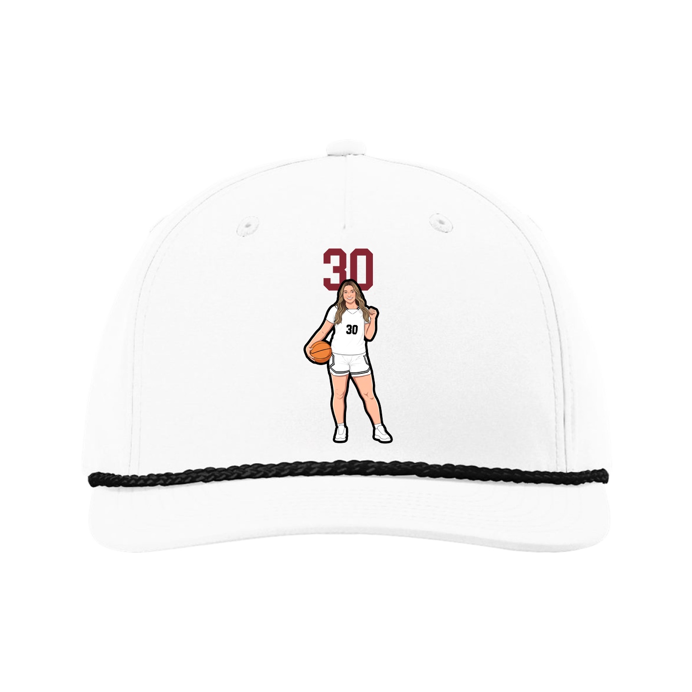 Five-Panel Classic Rope Cap — Number Top in White
