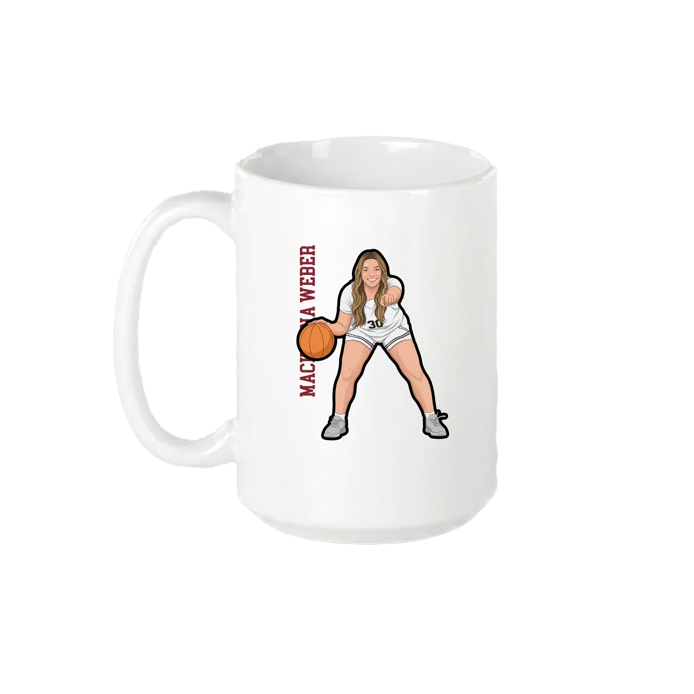 15oz Coffee Mug — Name Vertical in White