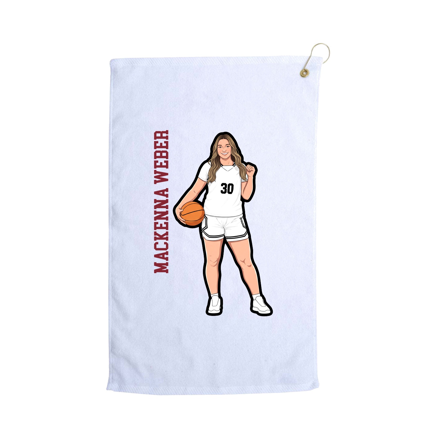 Golf Towel — Name Vertical in White