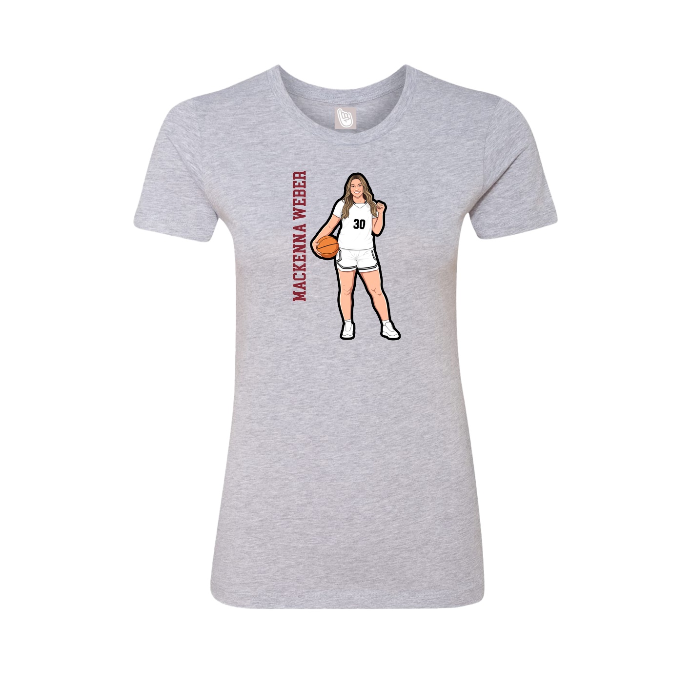 Fitted Women's Tee — Name Vertical in Grey