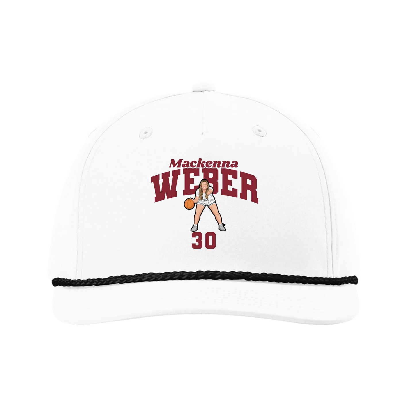 Five-Panel Classic Rope Cap — Signature Arch in White