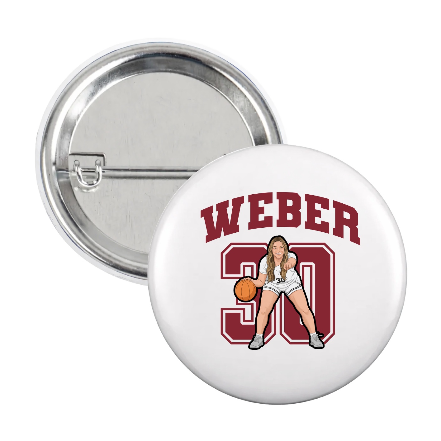 Game Day Button — Number in White