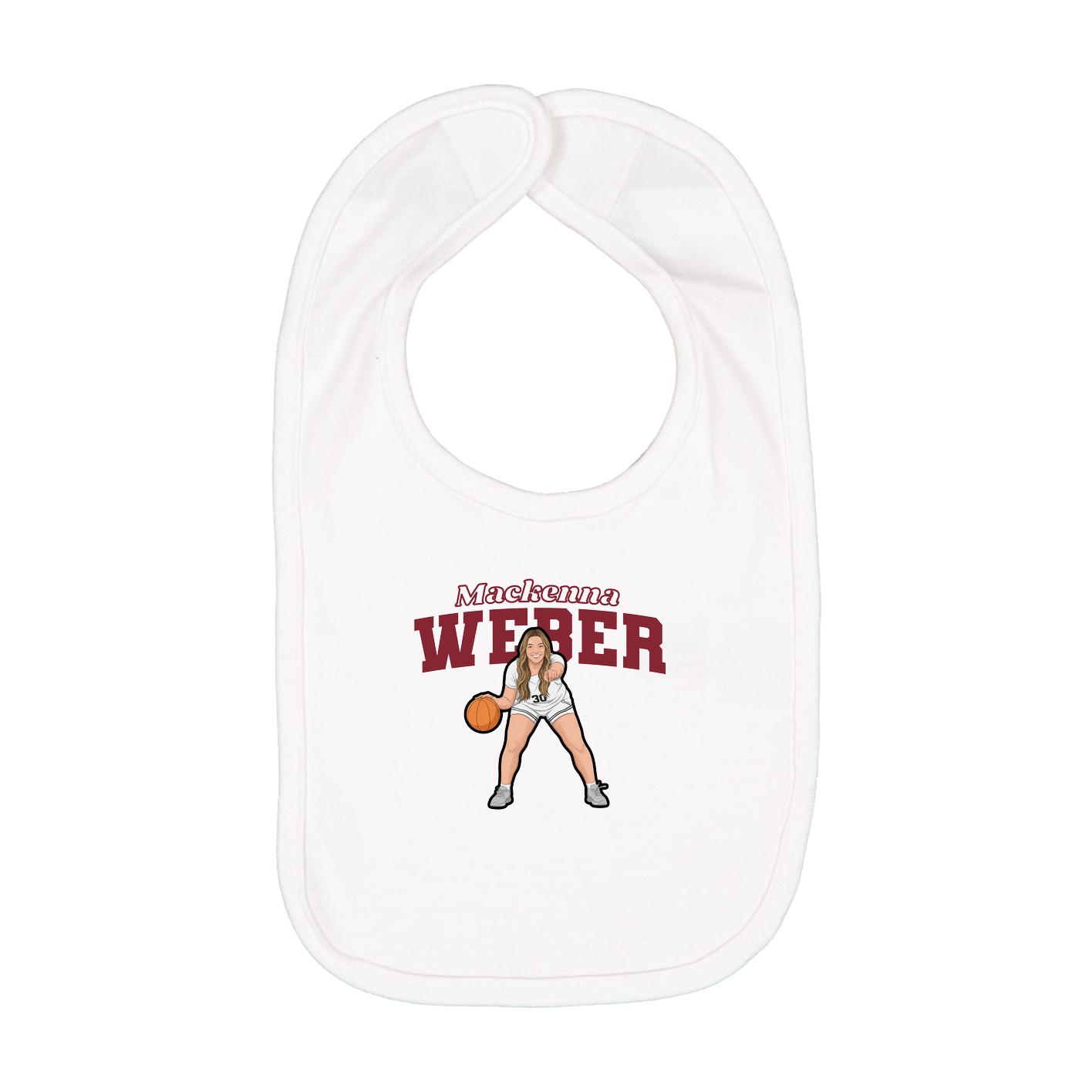 Infant Bib — Name Arch in White