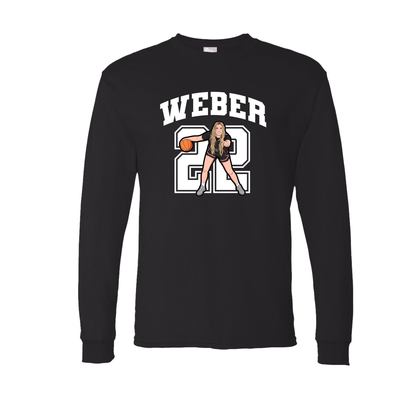 Long Sleeve Tee — Number in Black