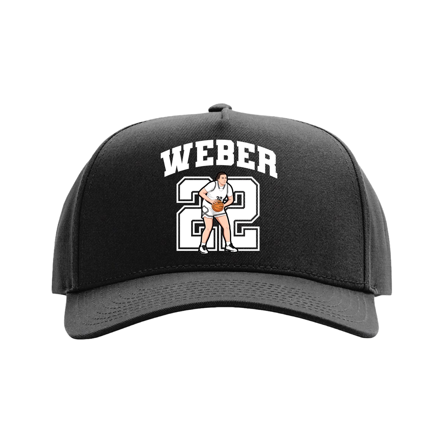 Full Fabric Five-Panel Champ Cap — Number in Black
