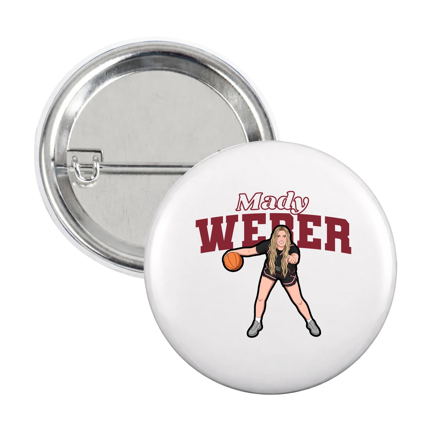 Game Day Button — Name Arch in White
