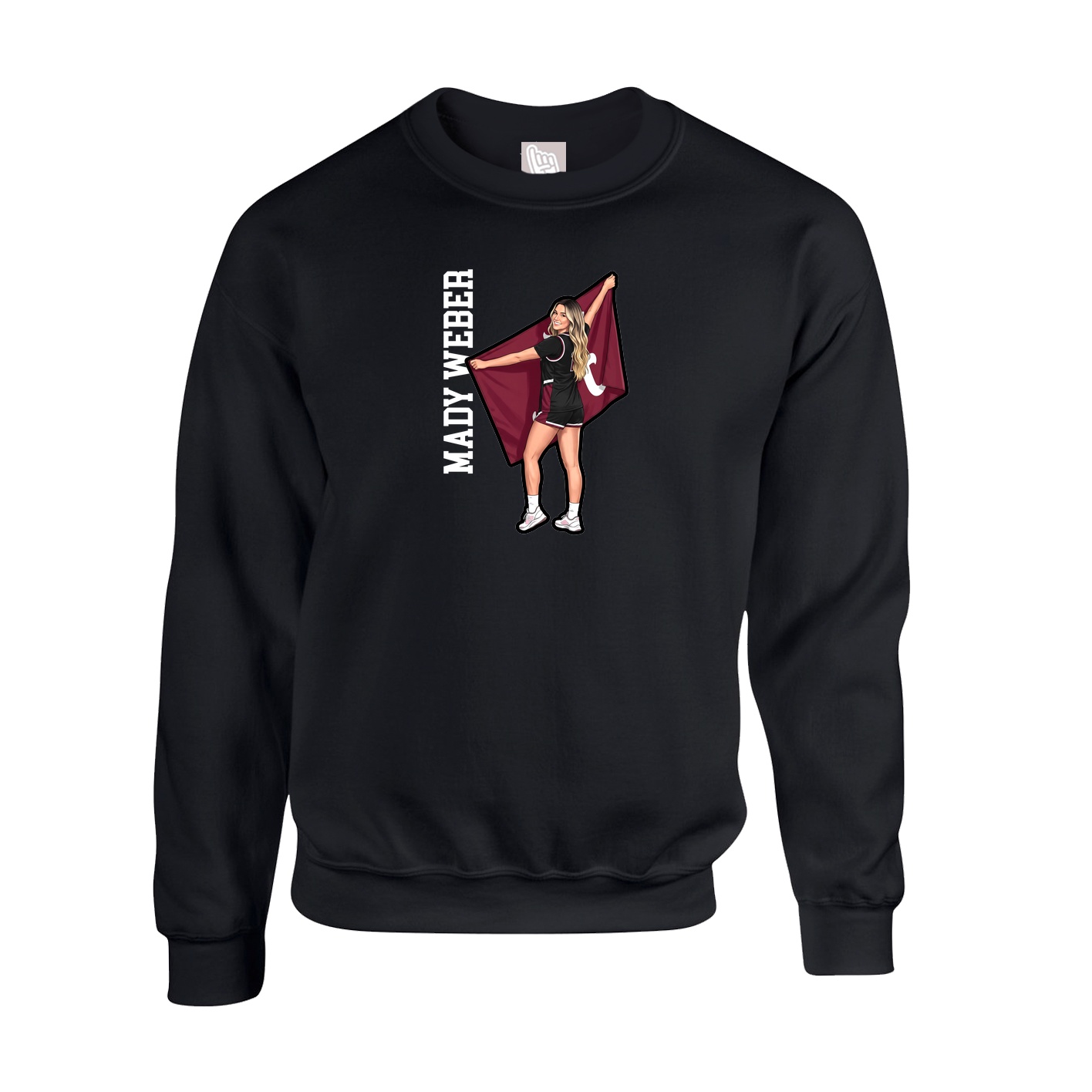 Fleece Crew — Name Vertical in Black