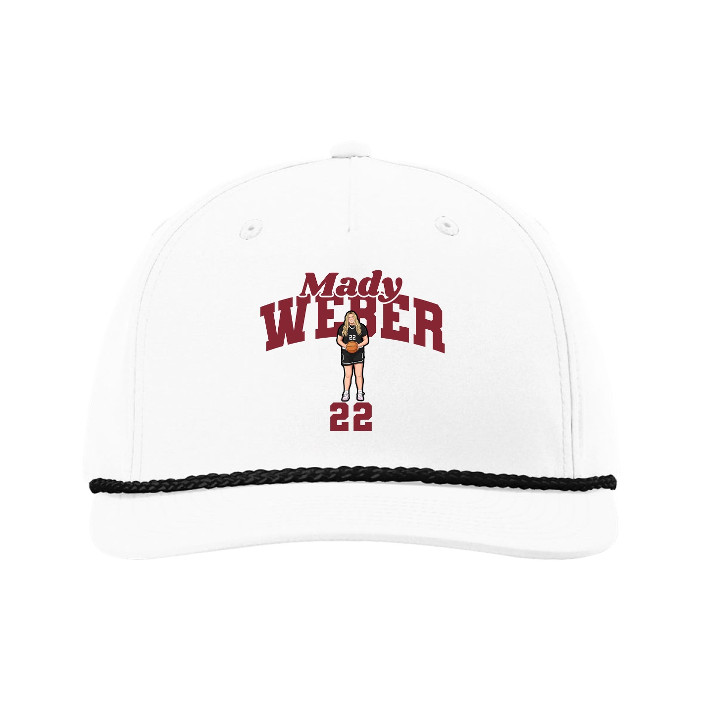 Five-Panel Classic Rope Cap — Signature Arch in White