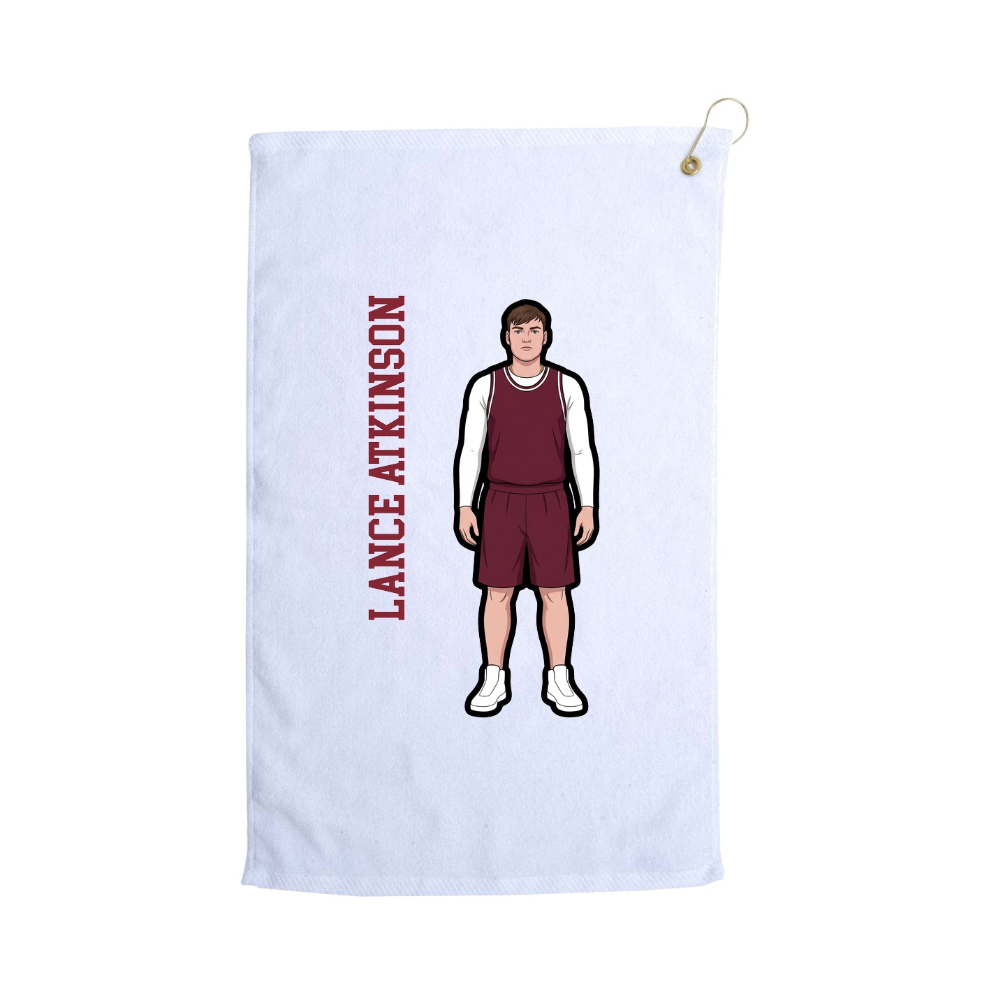 Golf Towel — Name Vertical in White