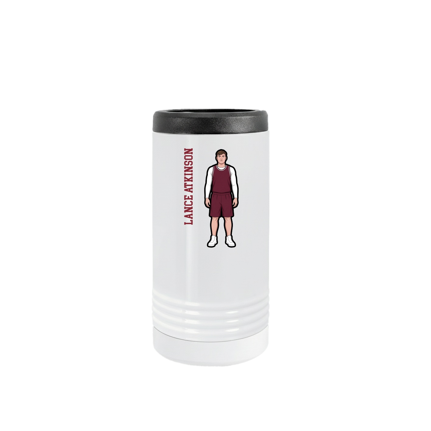 Slim Beverage Holder — Name Vertical in White