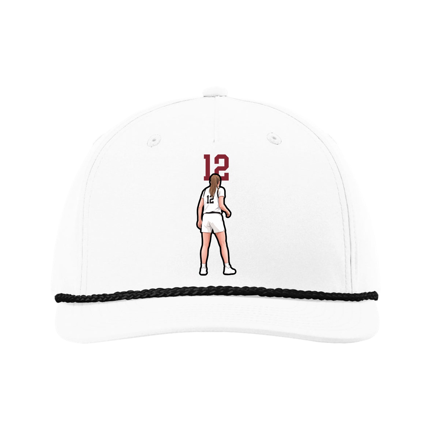 Five-Panel Classic Rope Cap — Number Top in White