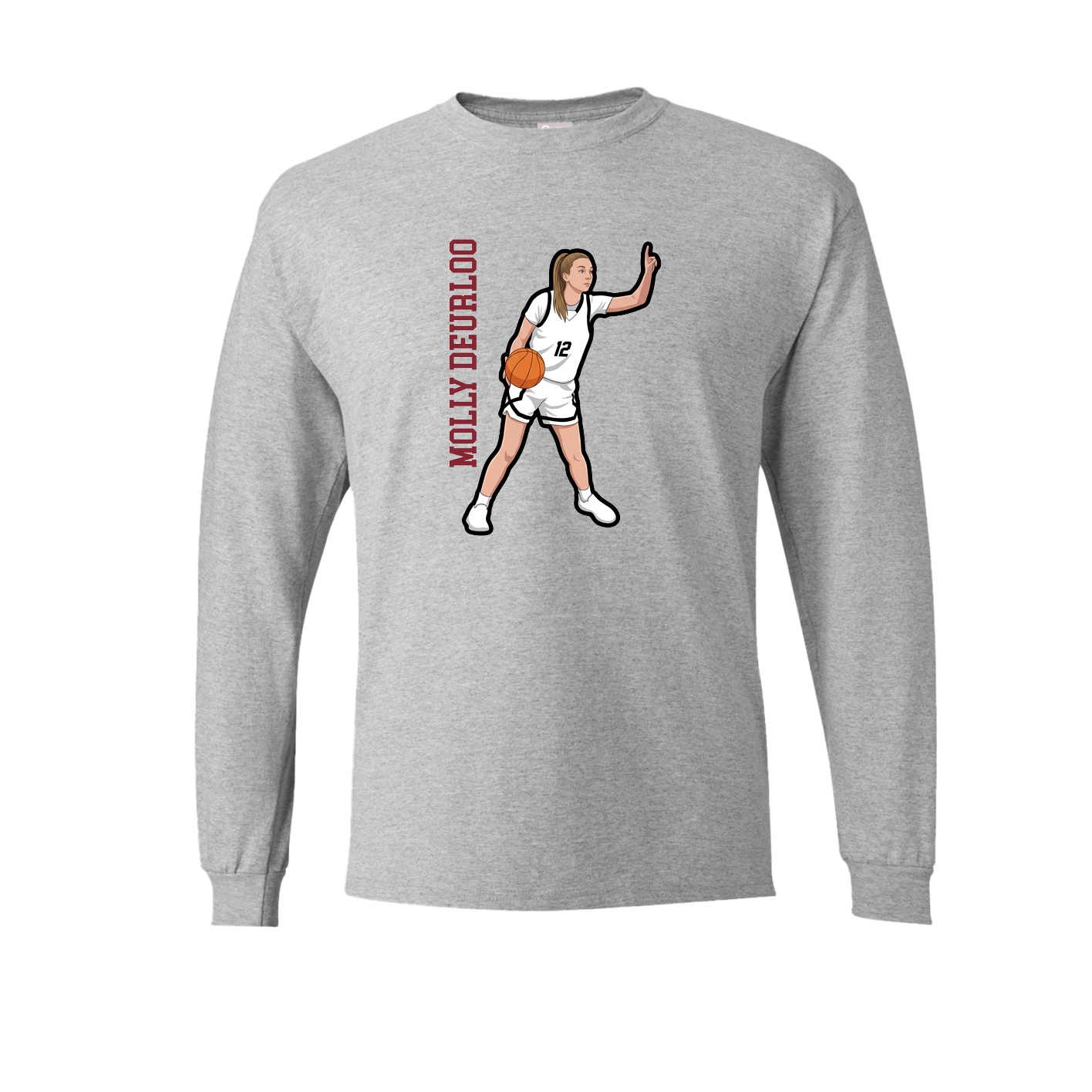 Long Sleeve Tee — Name Vertical in Grey