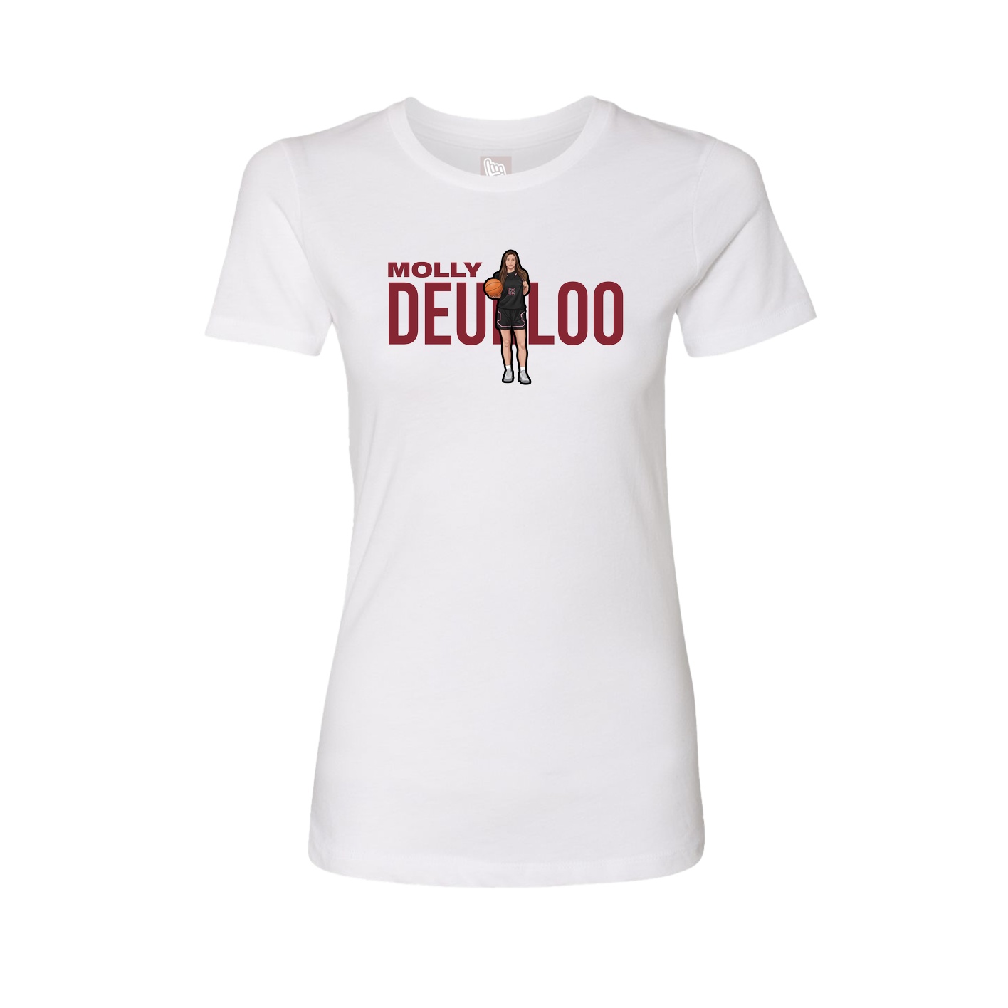 Fitted Women's Tee — Player Name in White