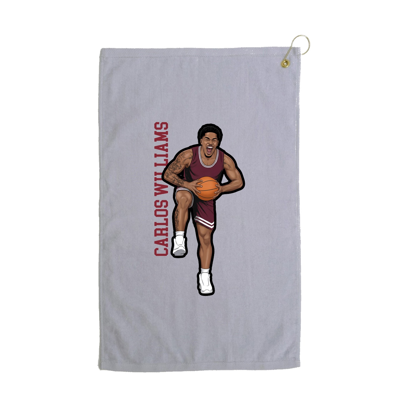 Golf Towel — Name Vertical in Grey