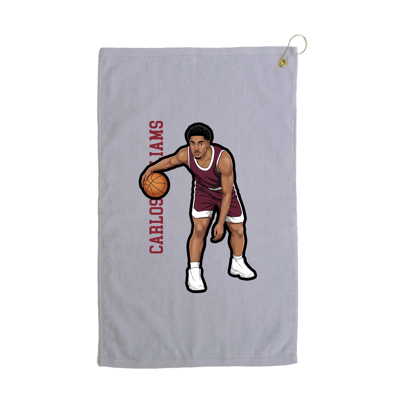 Golf Towel — Name Vertical in Grey