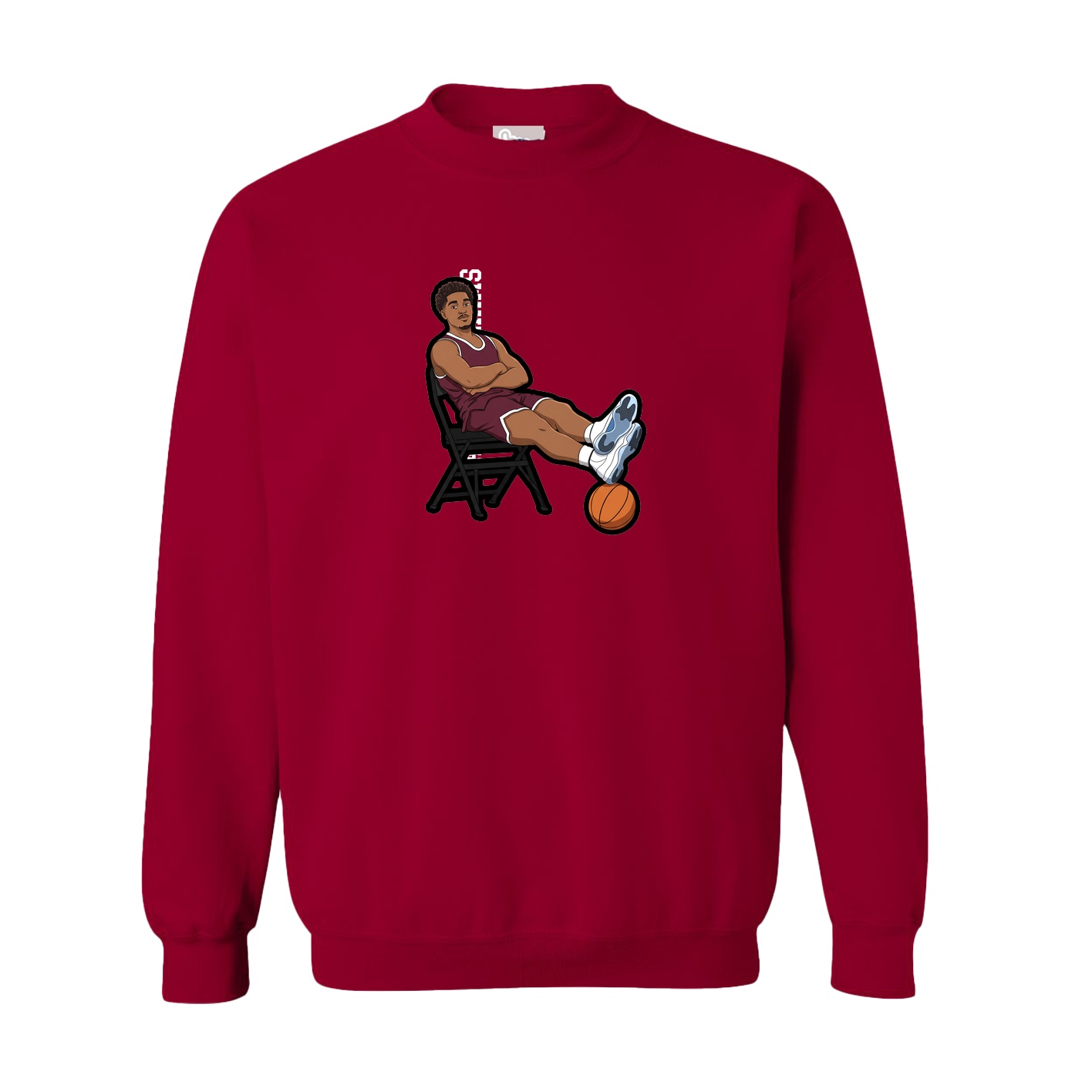 Fleece Crew — Name Vertical in Cardinal
