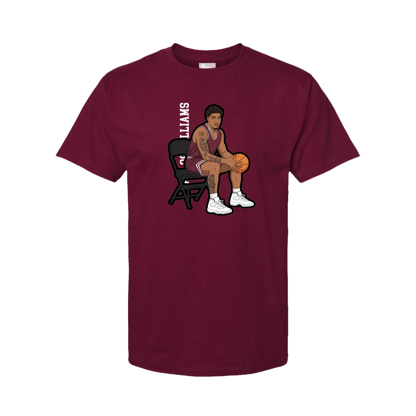 Youth Tee — Name Vertical in Cardinal