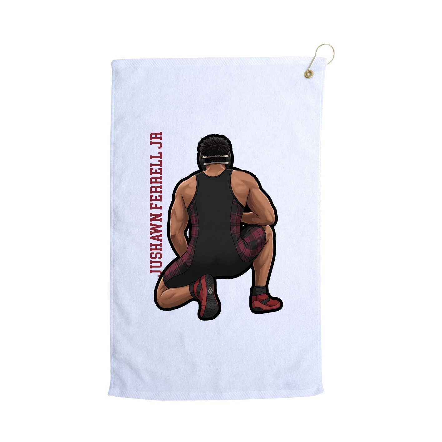 Golf Towel — Name Vertical in White