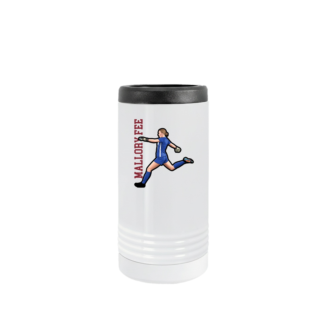 Slim Beverage Holder — Name Vertical in White
