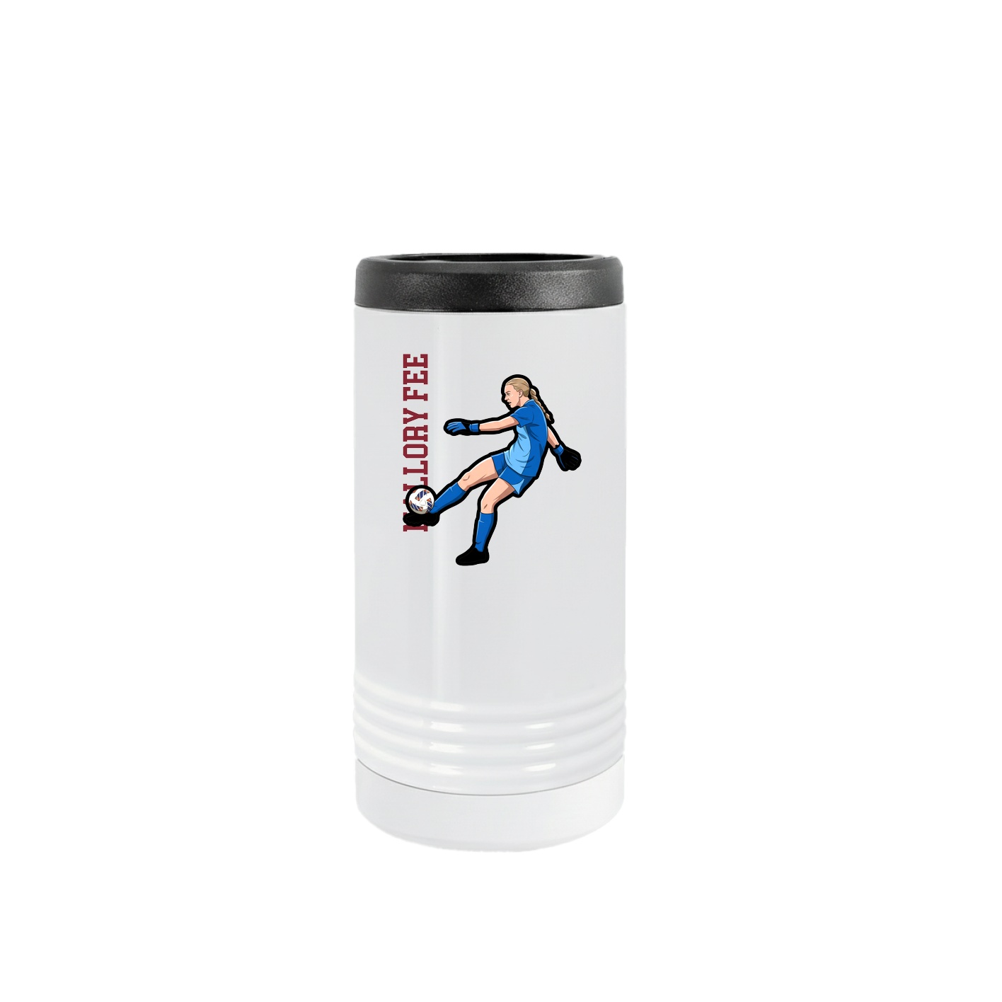 Slim Beverage Holder — Name Vertical in White