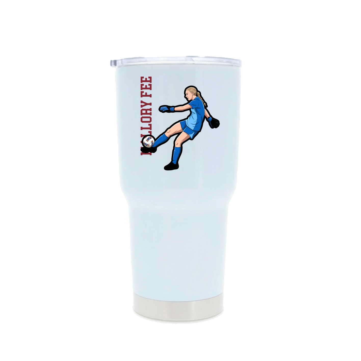 30oz Stainless Steel Tumbler — Name Vertical in White