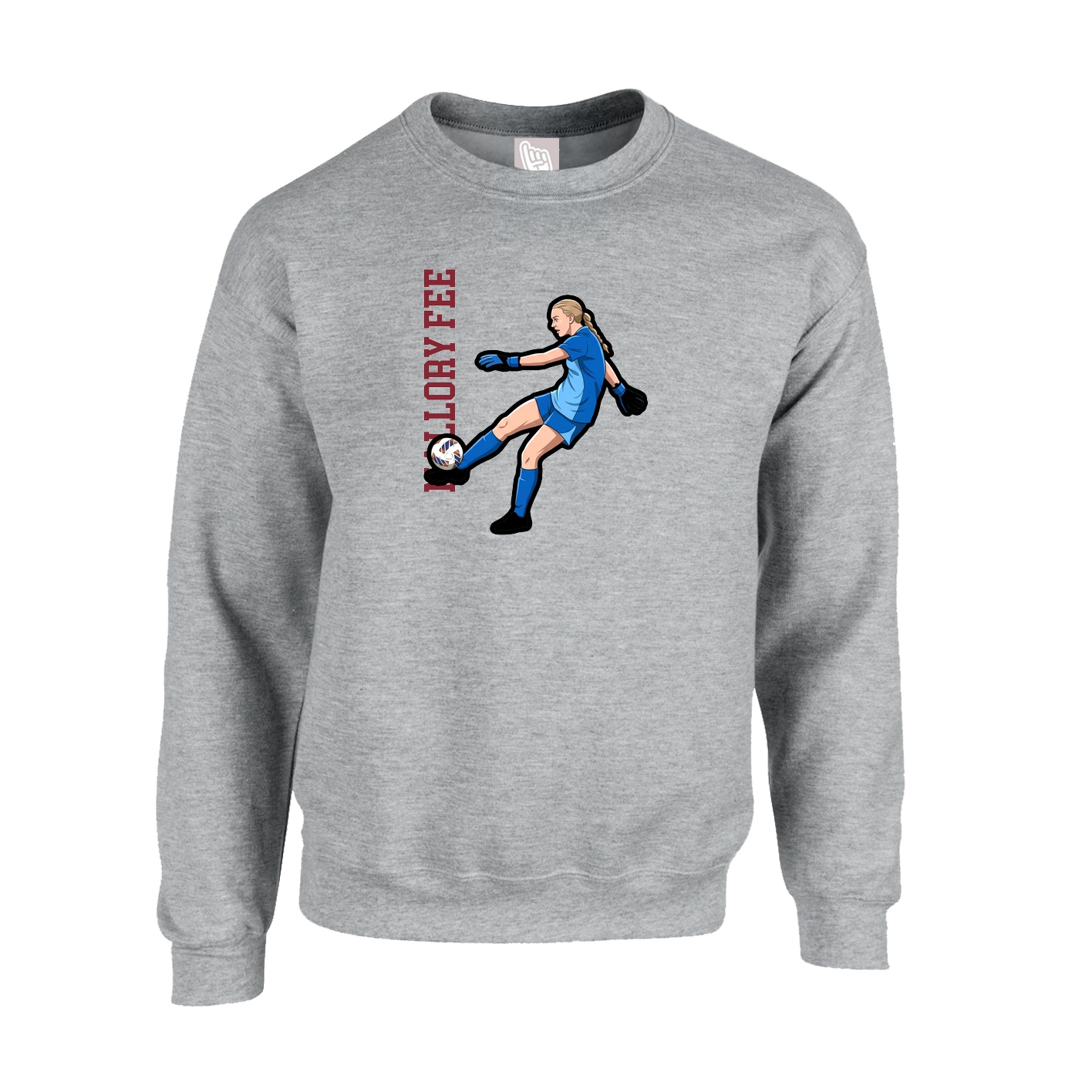 Fleece Crew — Name Vertical in Grey