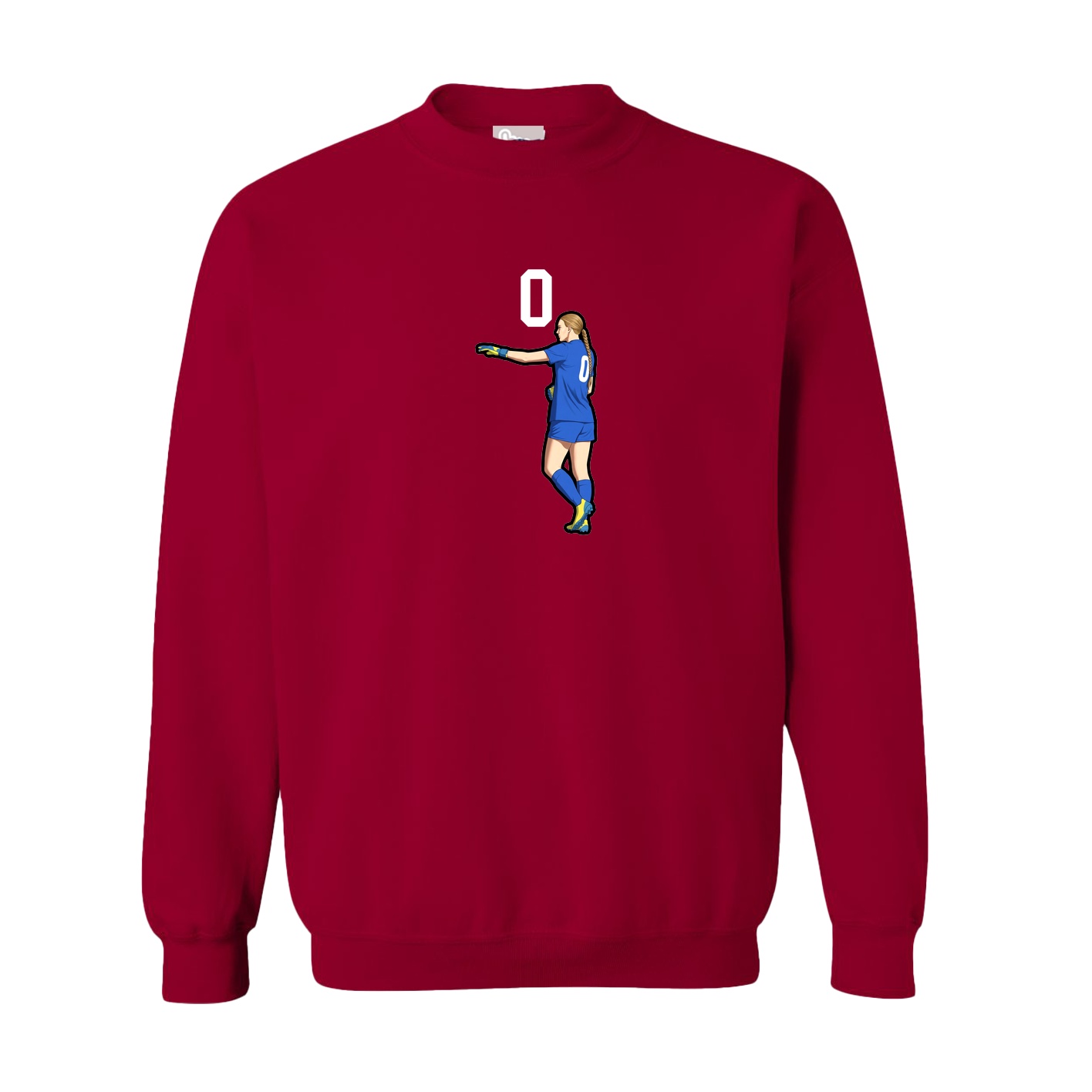 Fleece Crew — Number Top in Cardinal