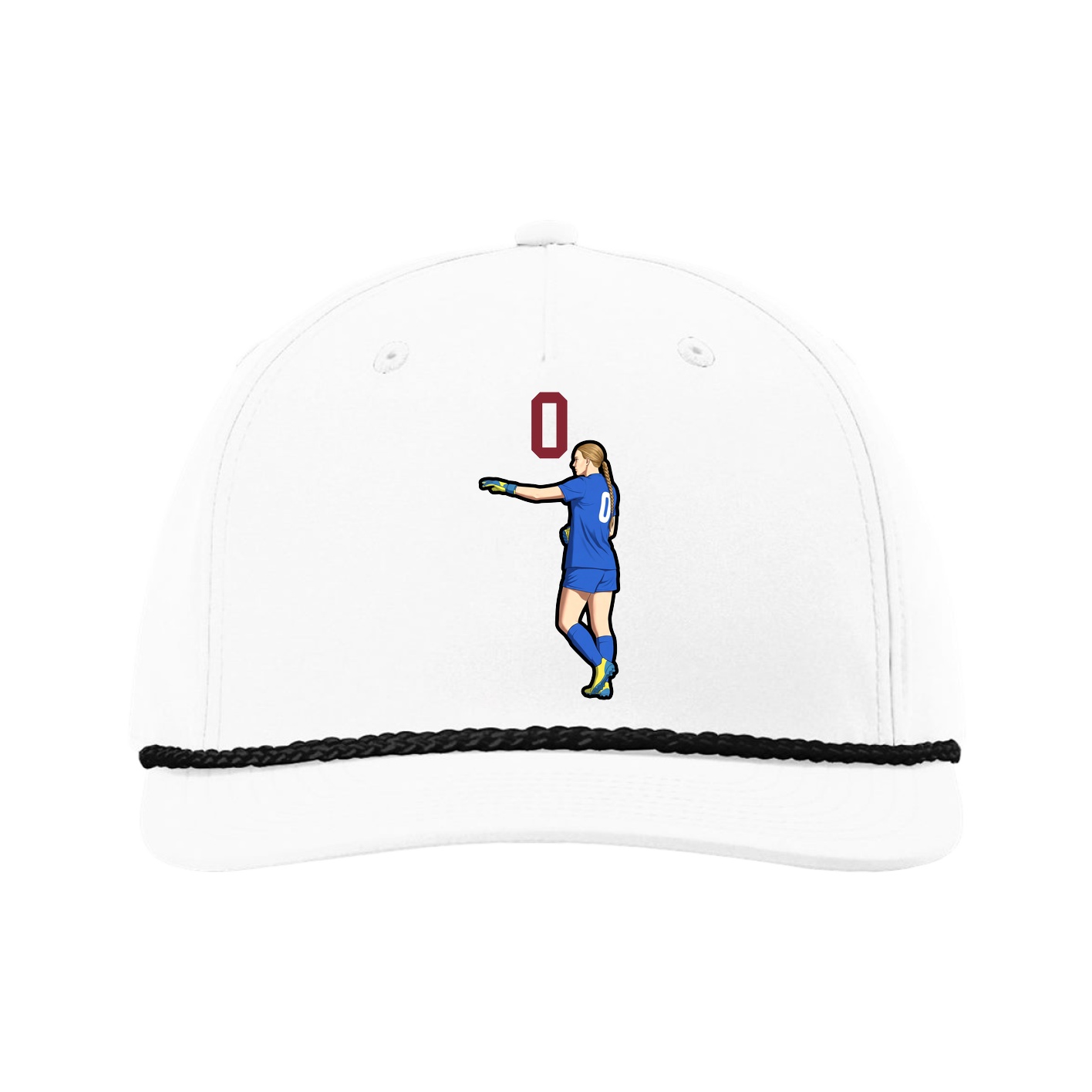 Five-Panel Classic Rope Cap — Number Top in White