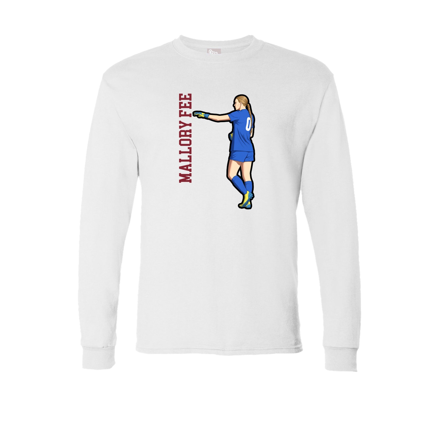 Long Sleeve Tee — Name Vertical in White