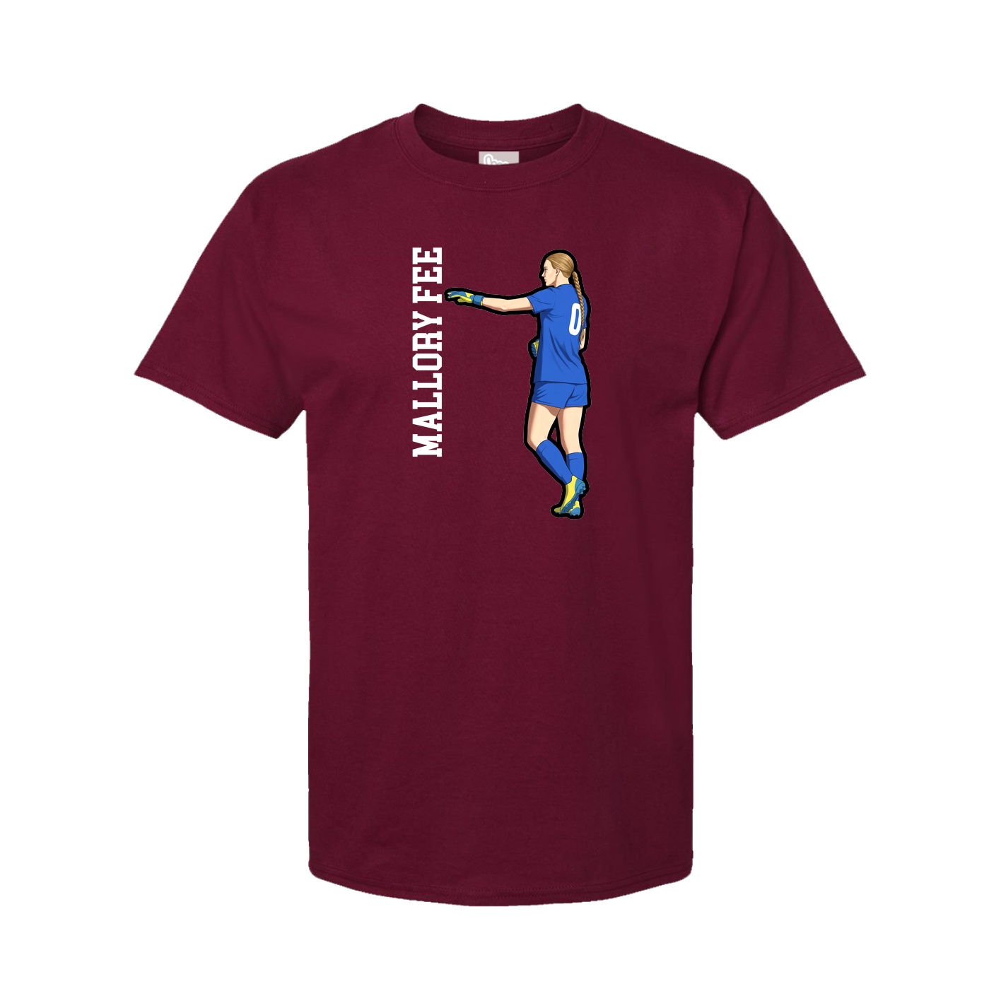 Youth Tee — Name Vertical in Cardinal