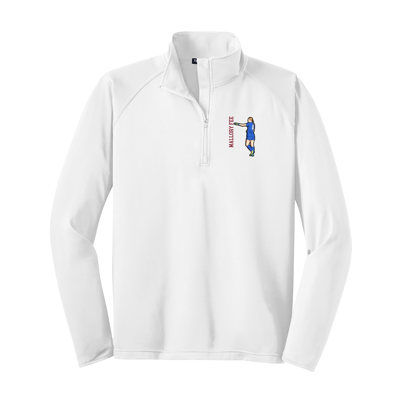Q-Zip Pullover — Name Vertical in White