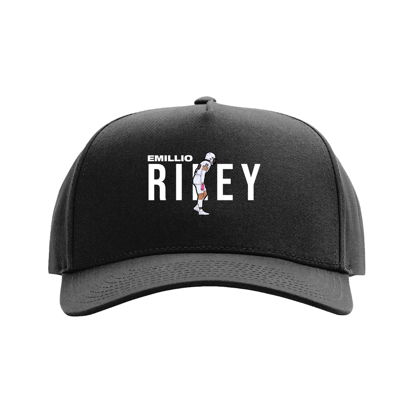Full Fabric Five-Panel Champ Cap — Player Name in Black