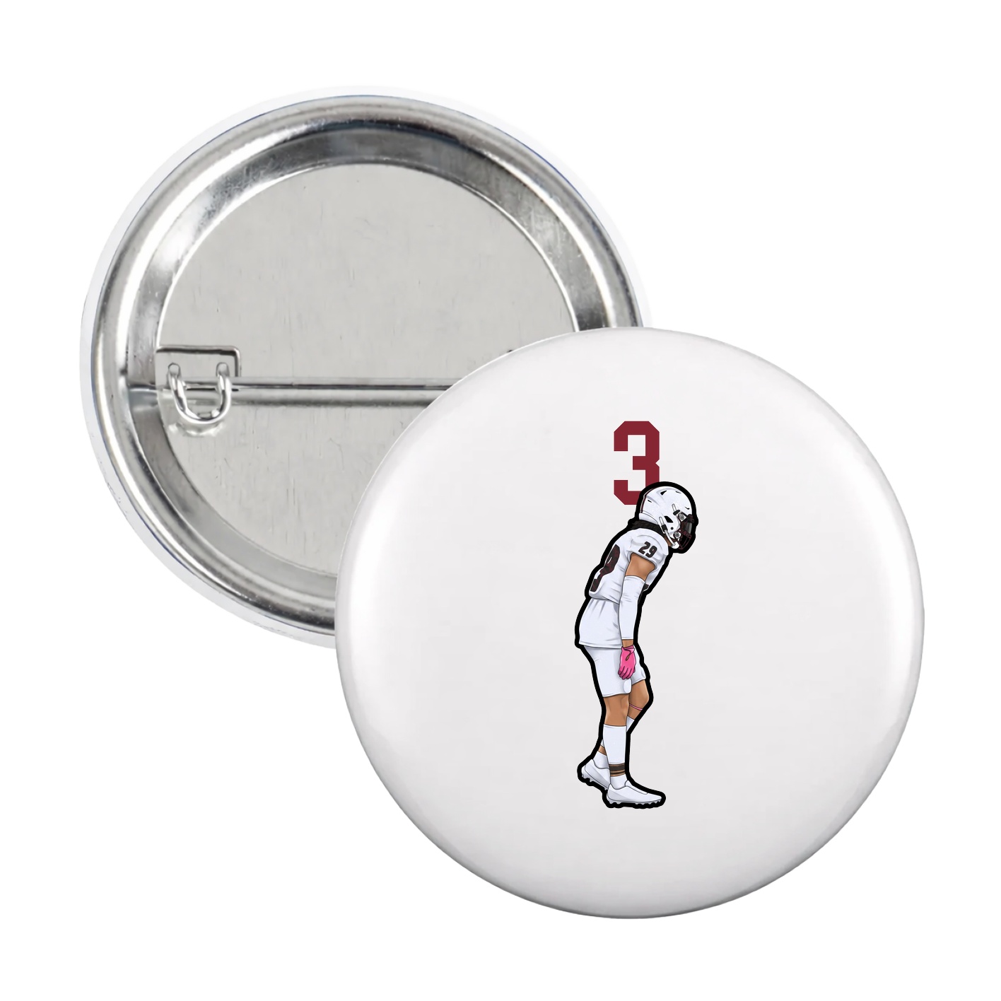 Game Day Button — Number Top in White