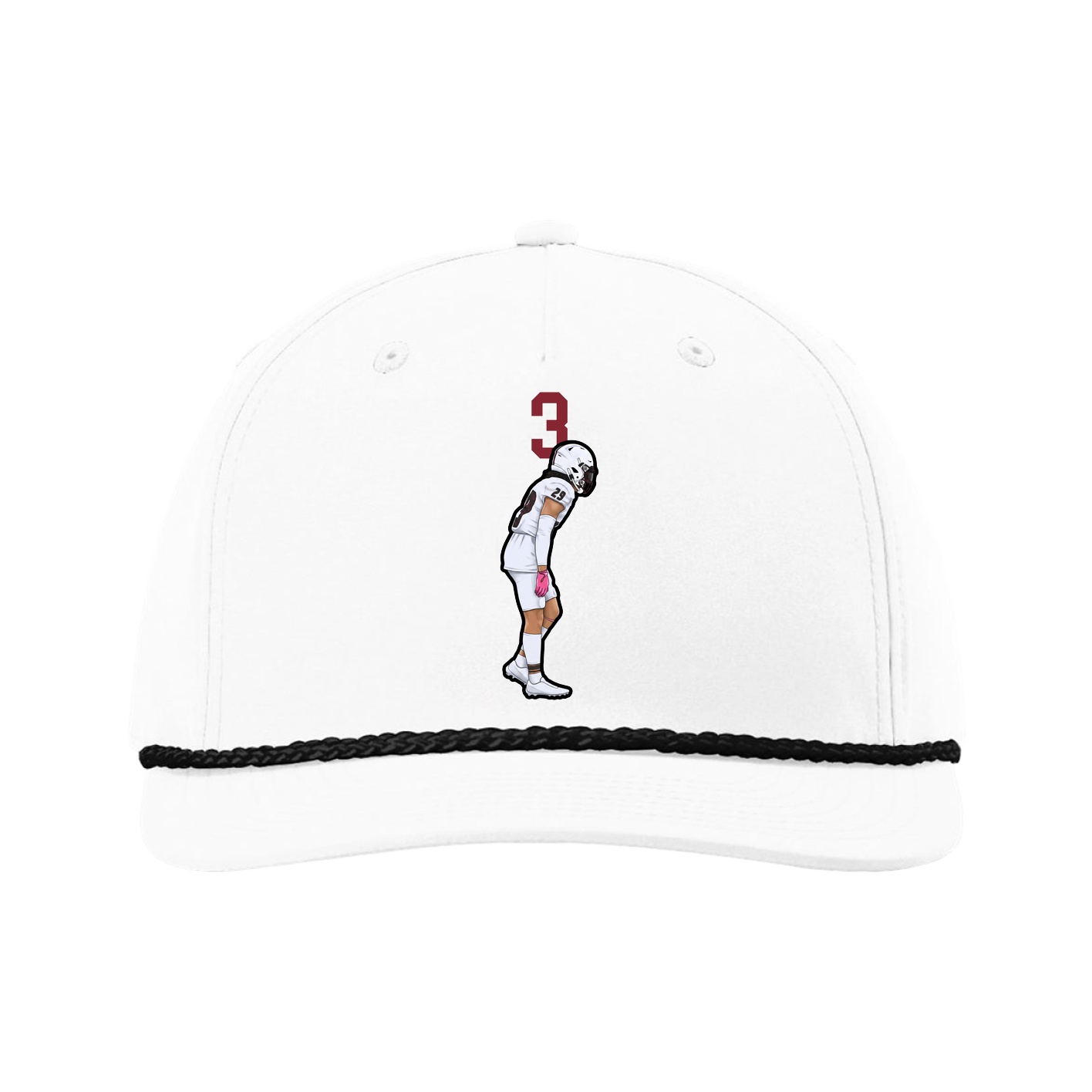 Five-Panel Classic Rope Cap — Number Top in White