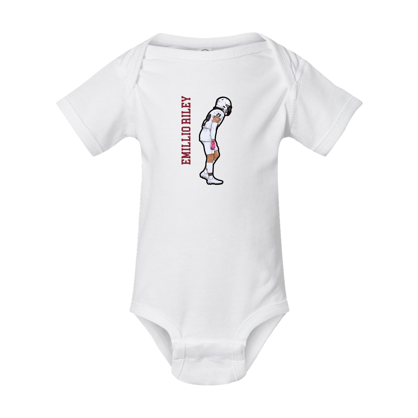 Baby Onesie — Name Vertical in White