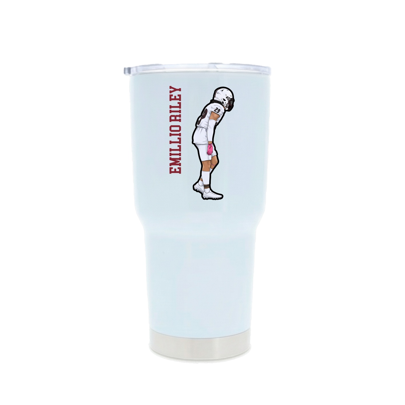 30oz Stainless Steel Tumbler — Name Vertical in White