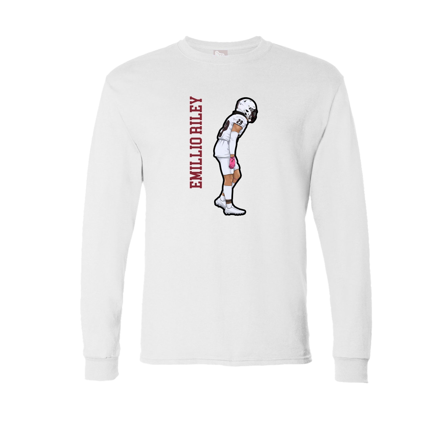 Long Sleeve Tee — Name Vertical in White