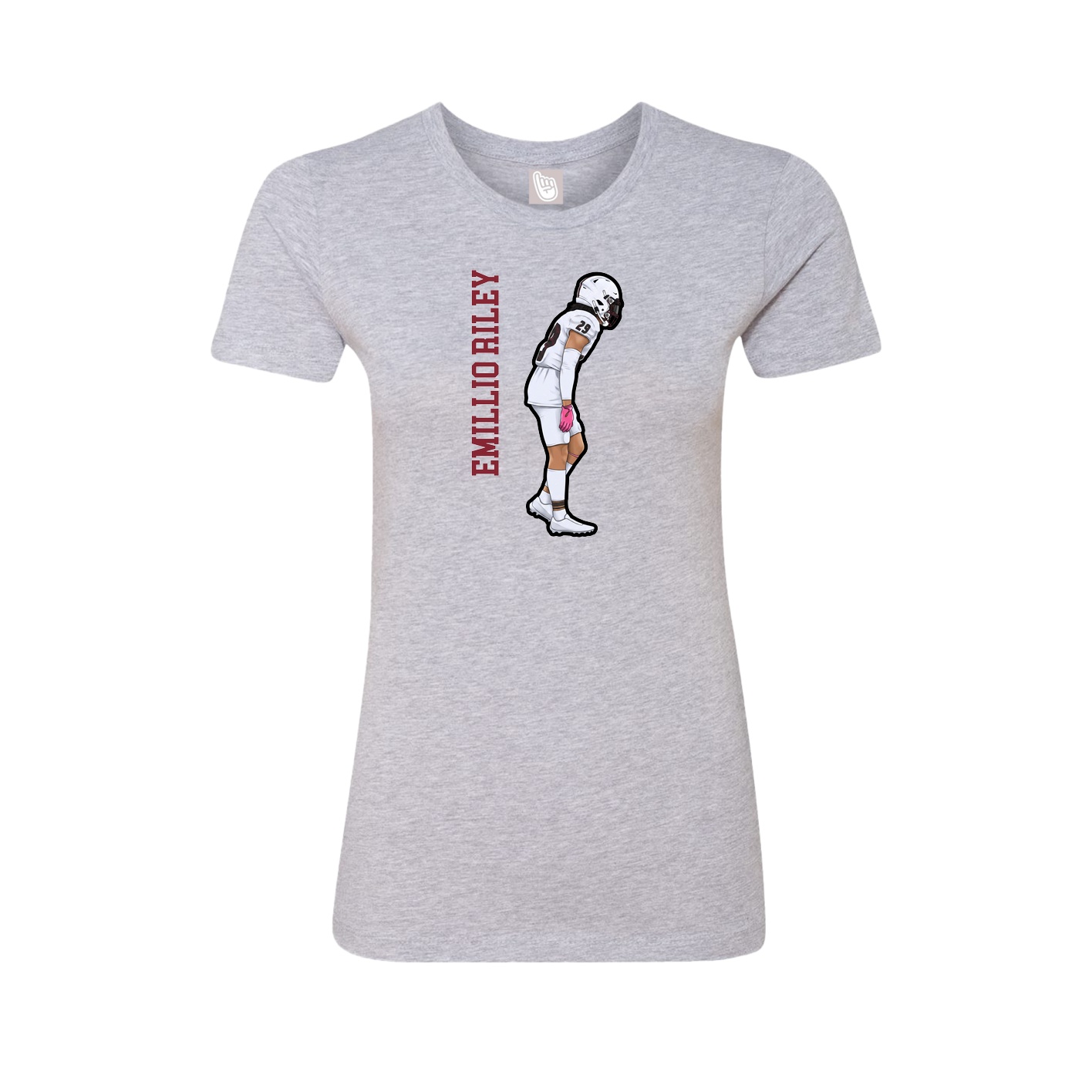Fitted Women's Tee — Name Vertical in Grey