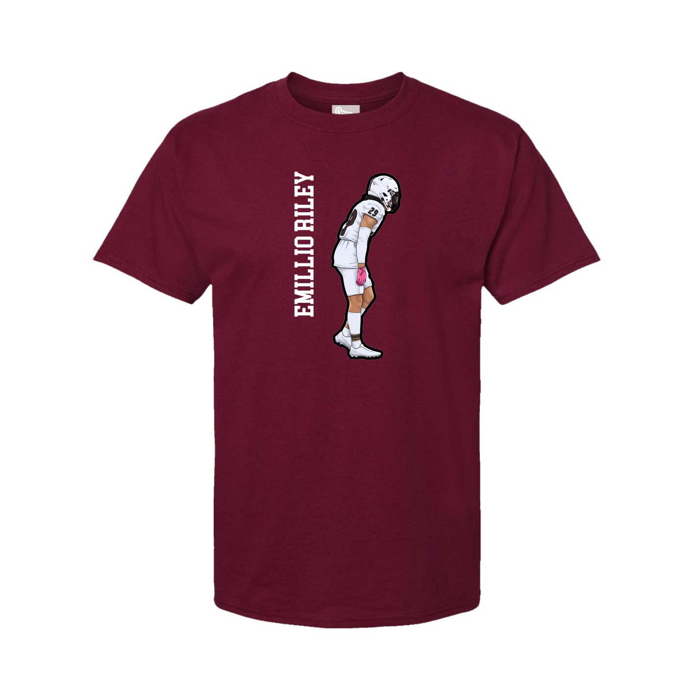 Youth Tee — Name Vertical in Cardinal