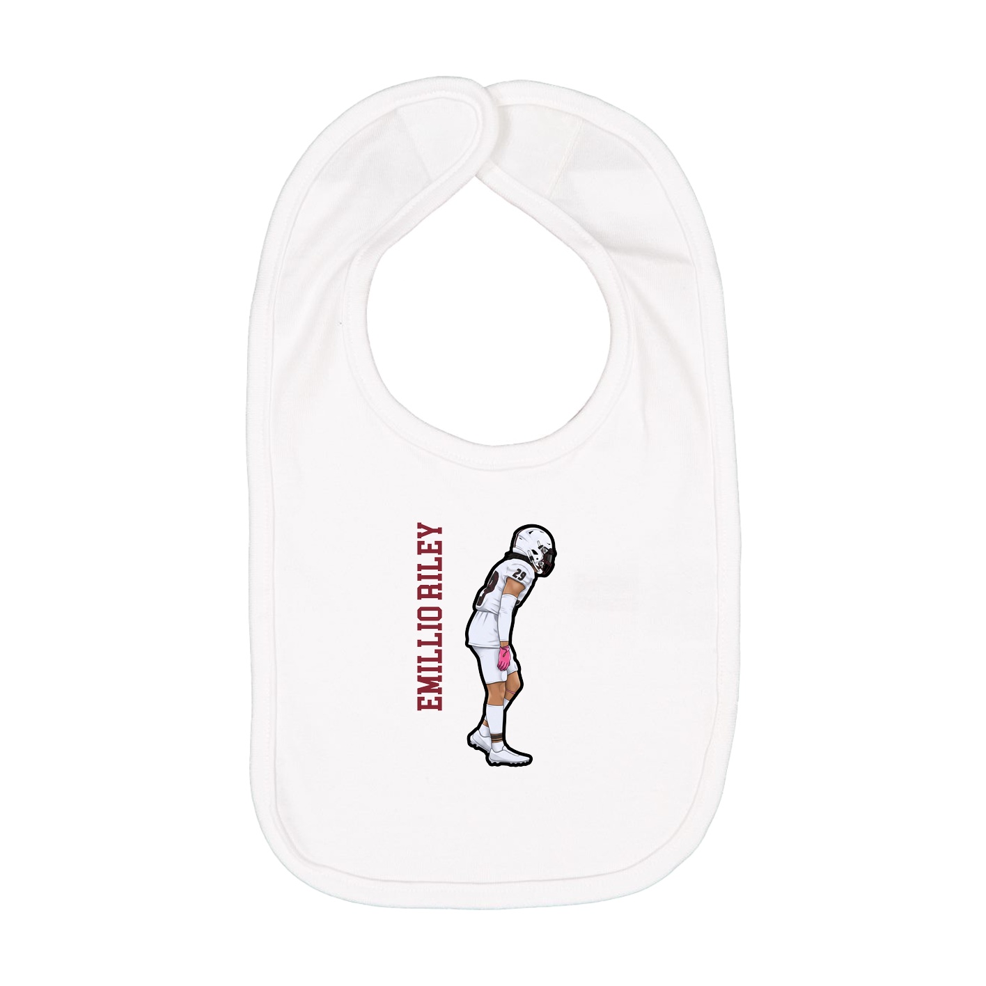 Infant Bib — Name Vertical in White