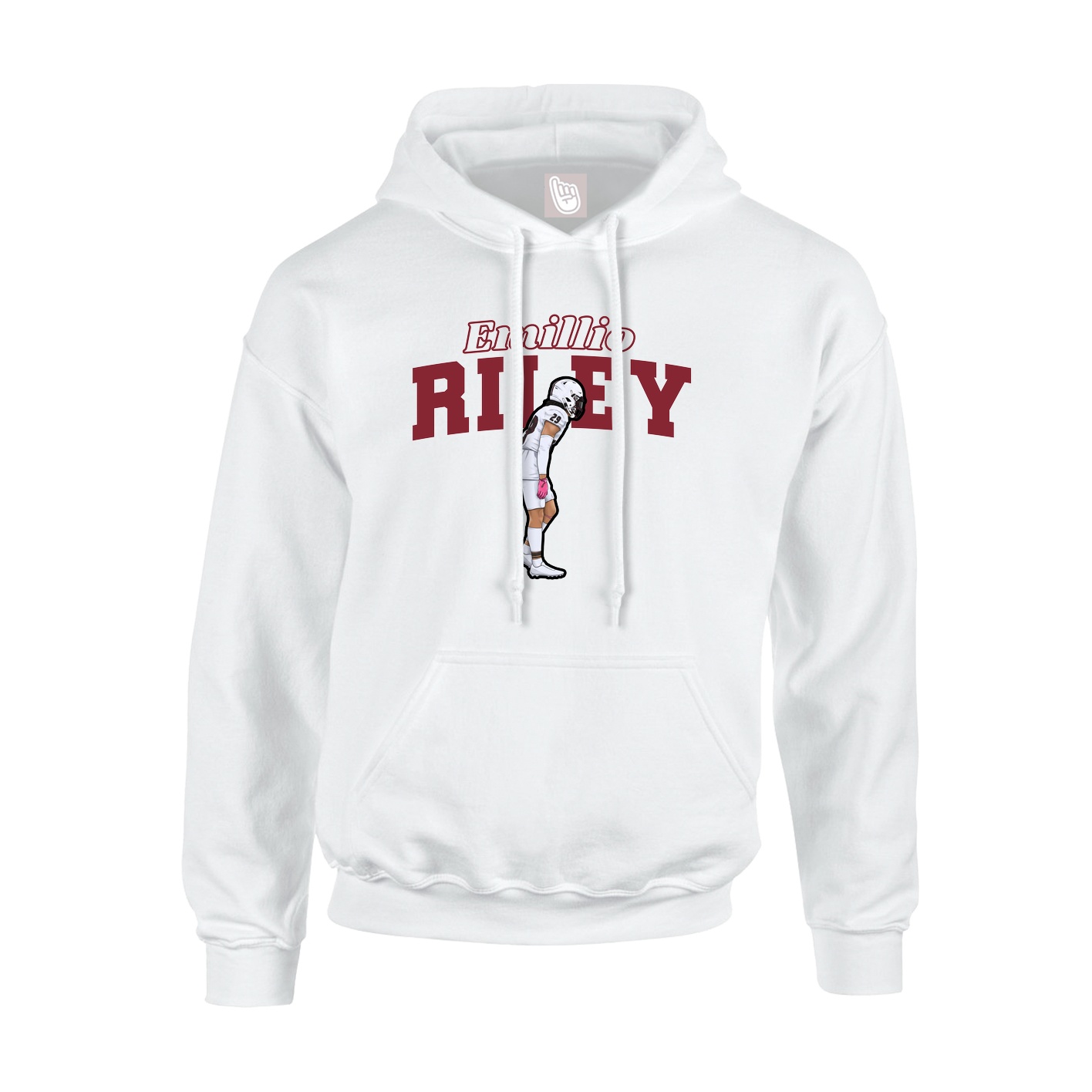 Youth Hoodie — Name Arch in White