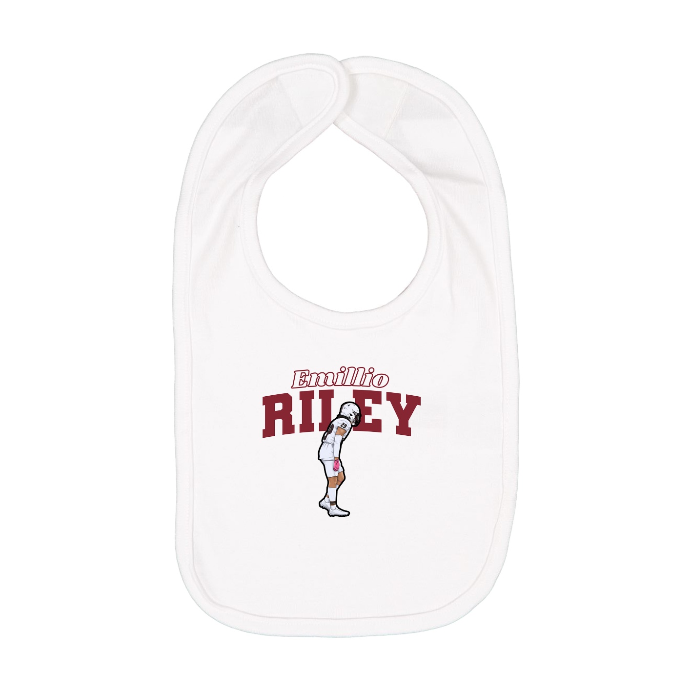 Infant Bib — Name Arch in White