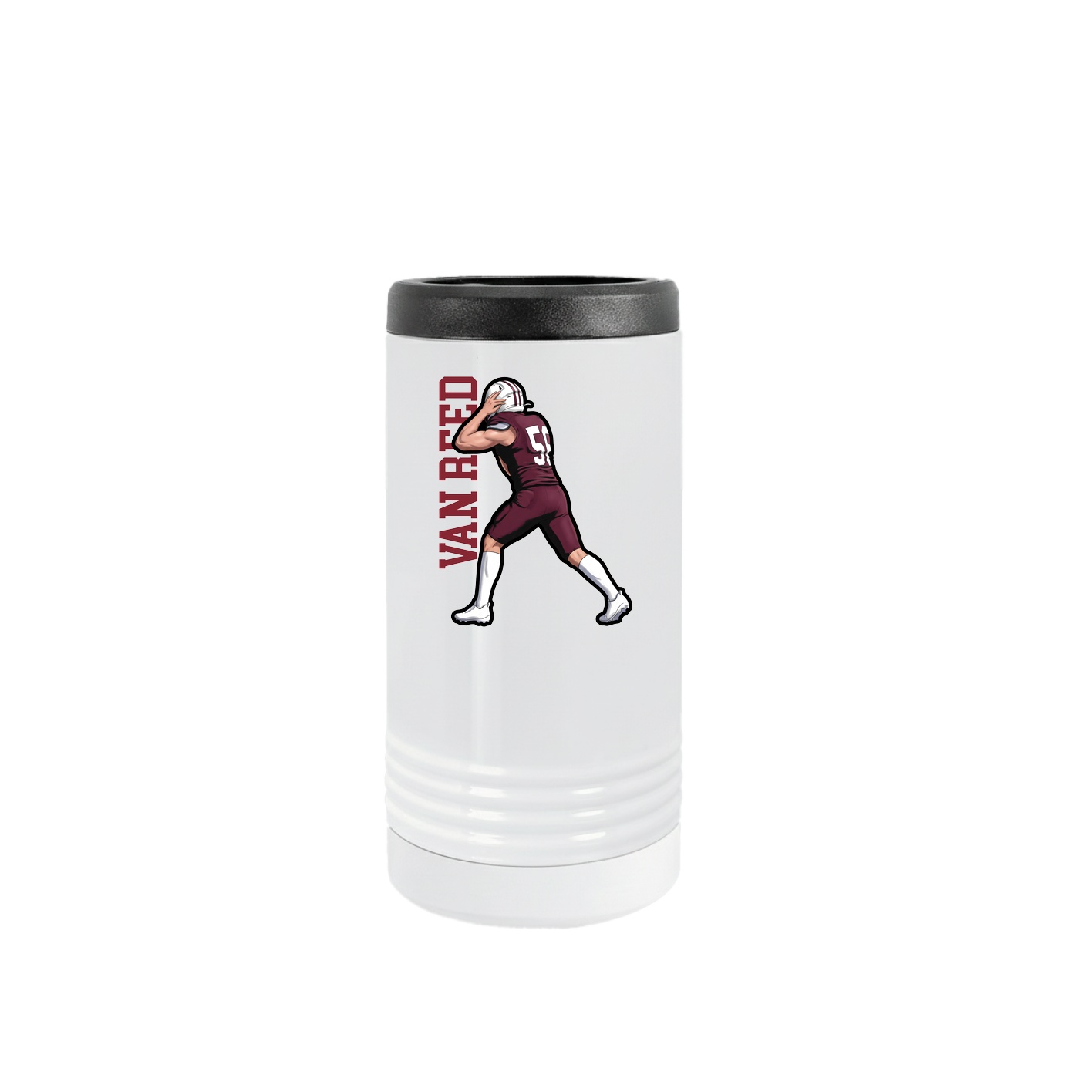 Slim Beverage Holder — Name Vertical in White