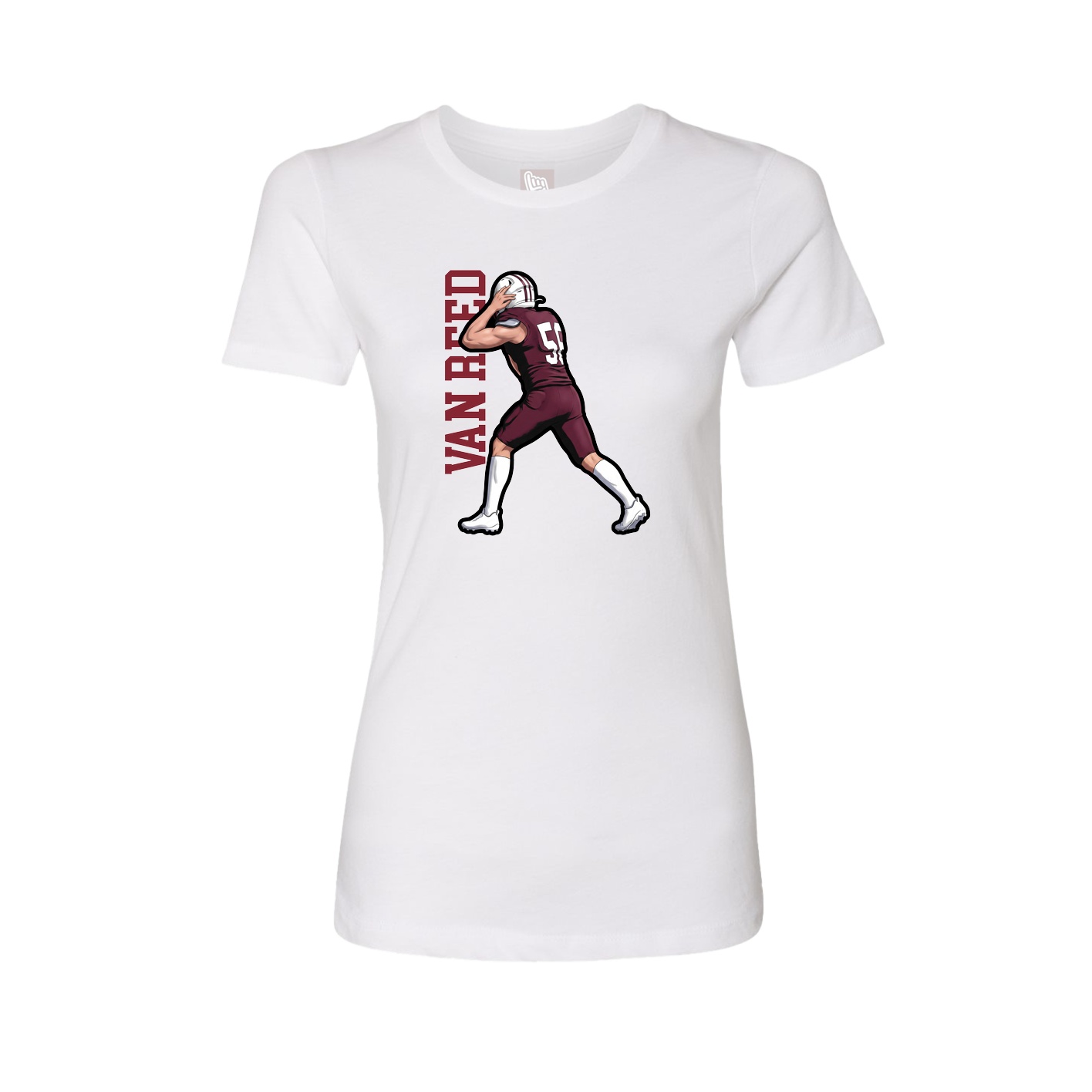 Fitted Women's Tee — Name Vertical in White