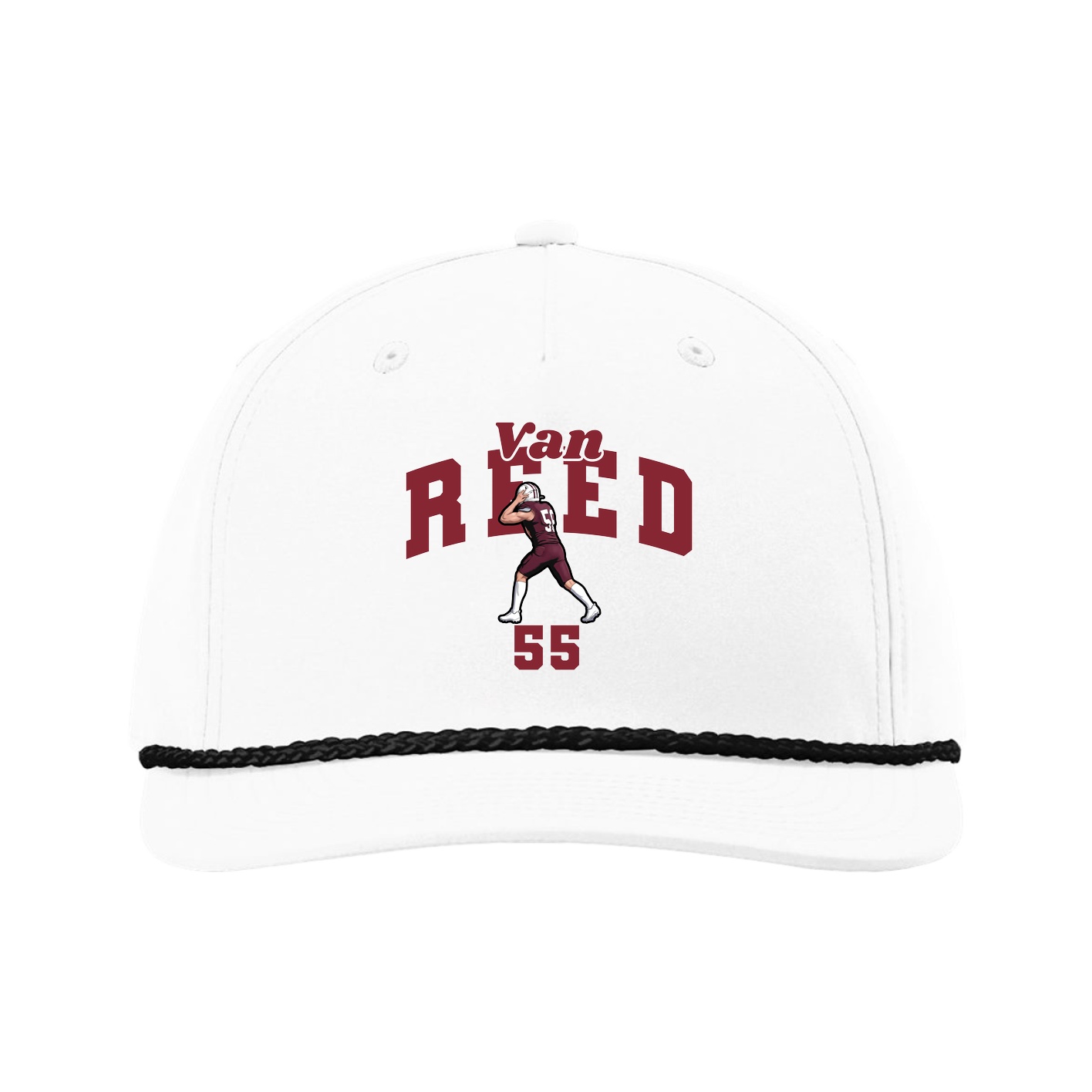 Five-Panel Classic Rope Cap — Signature Arch in White