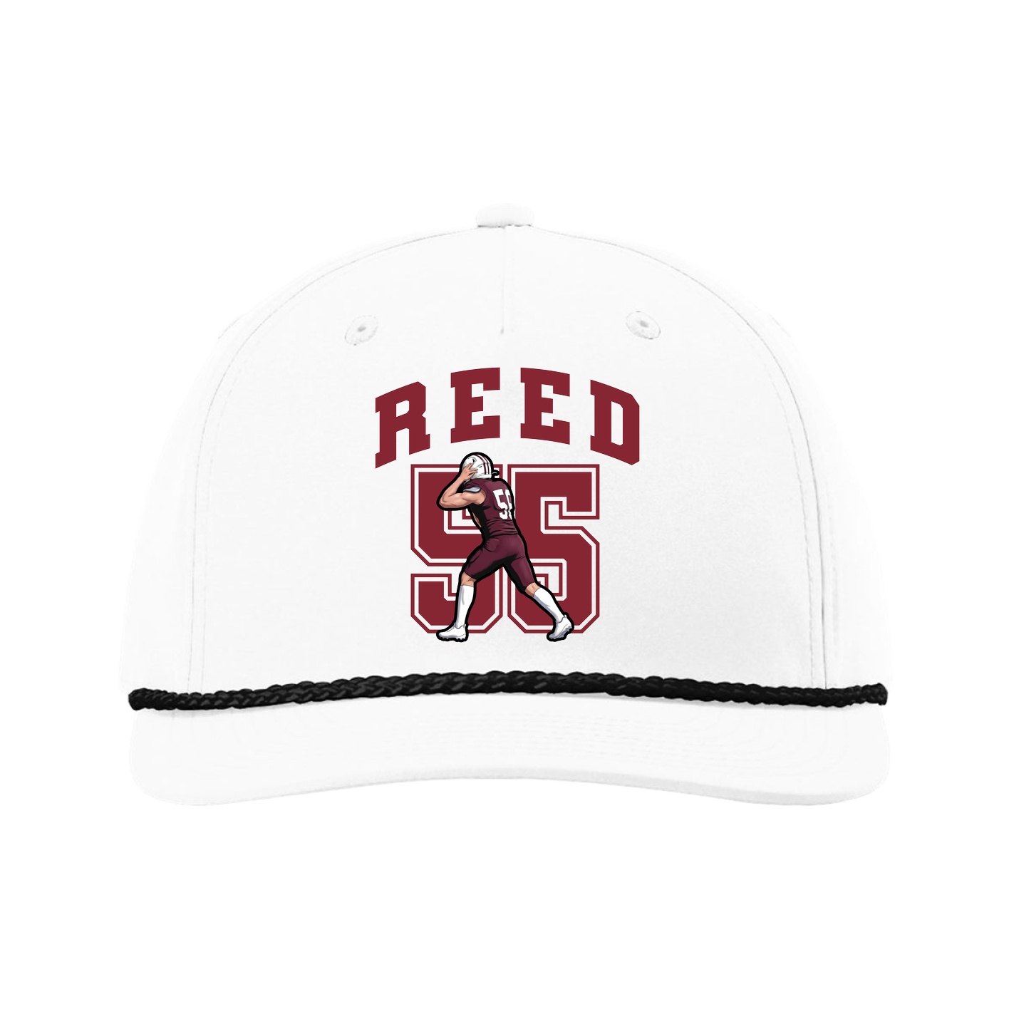 Five-Panel Classic Rope Cap — Number in White