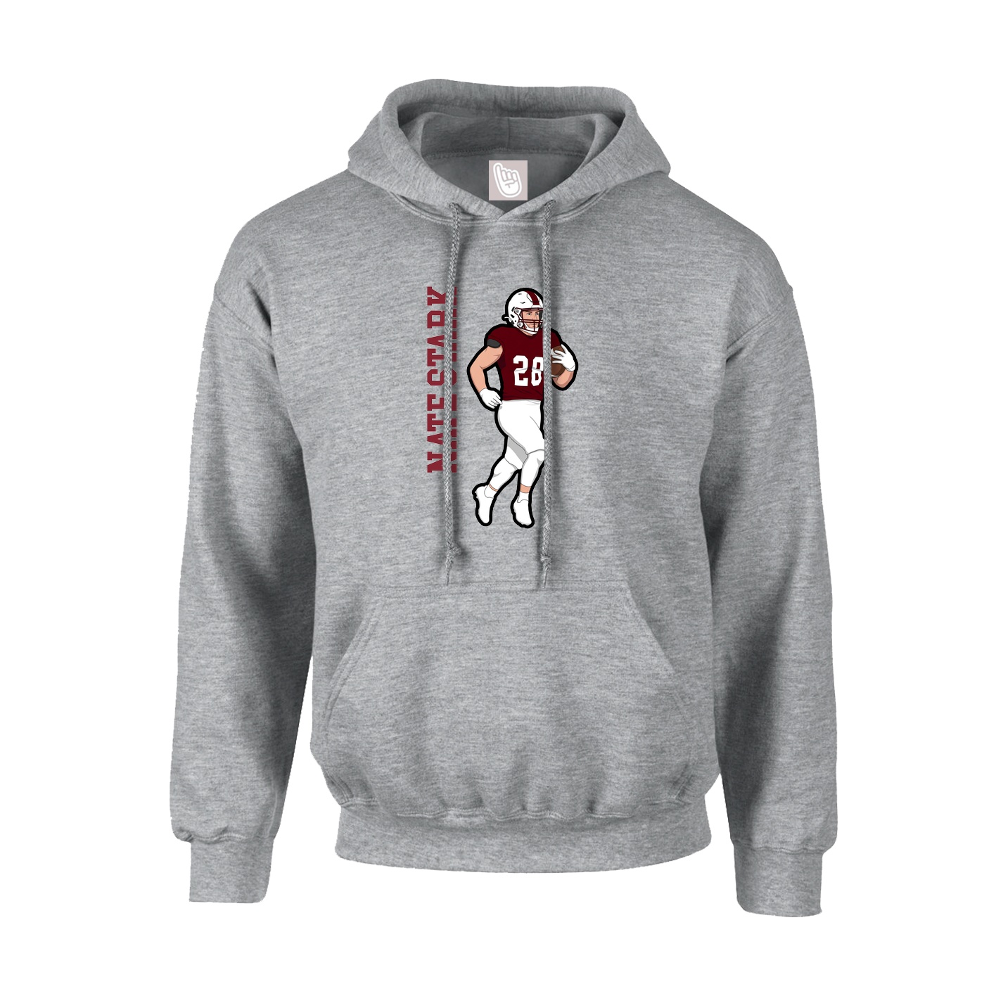 Youth Hoodie — Name Vertical in Grey