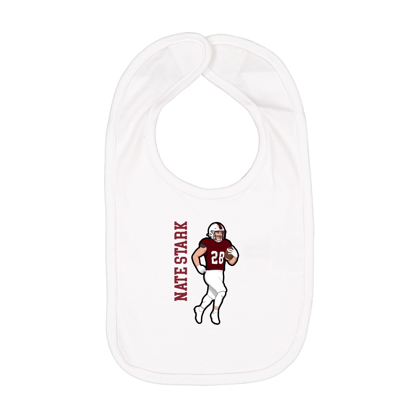 Infant Bib — Name Vertical in White